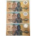 AUSTRALIA 1988 . TEN 10 DOLLARS BANKNOTES . FRASER/JOHNSTON . CONSEC TRIO . LAST PREFIX AB33